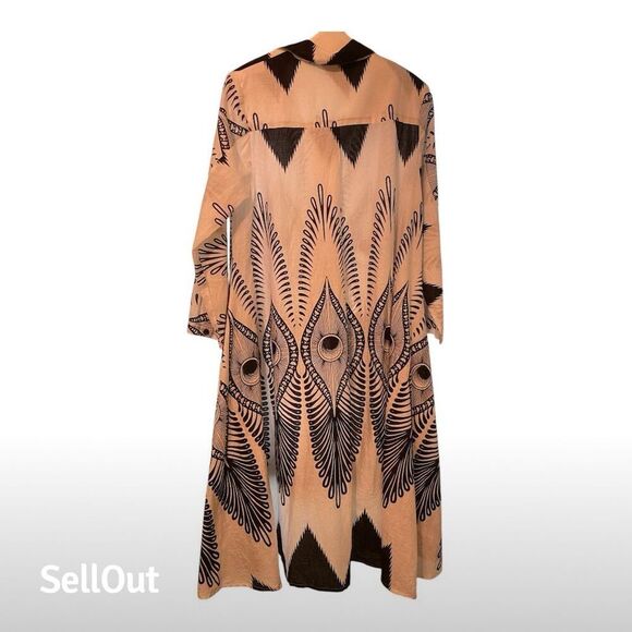 Step in Style Women's S Boho High Low Tunic Dress Peacock Feather Print - Picture 2 of 3